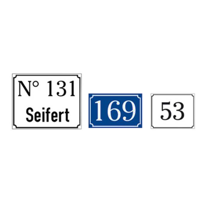 Anwendungsbeispiel: Hausnummernschild aus Aluminium, geprägt (verfügbare Formen) (Art. 11.5314