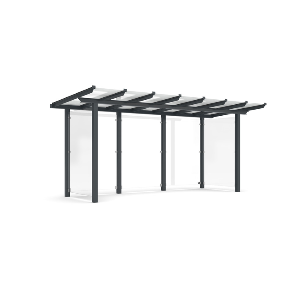 Modellbeispiel: Fahrradunterstand -Modell P13B-, einseitig mit nicht sichtbaren (überpflasterten) Fußplatten