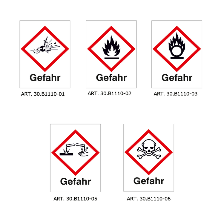 Modellbeispiele: GHS-Gefahrstoffsymbole Gefahr (Art. 30.b1110)