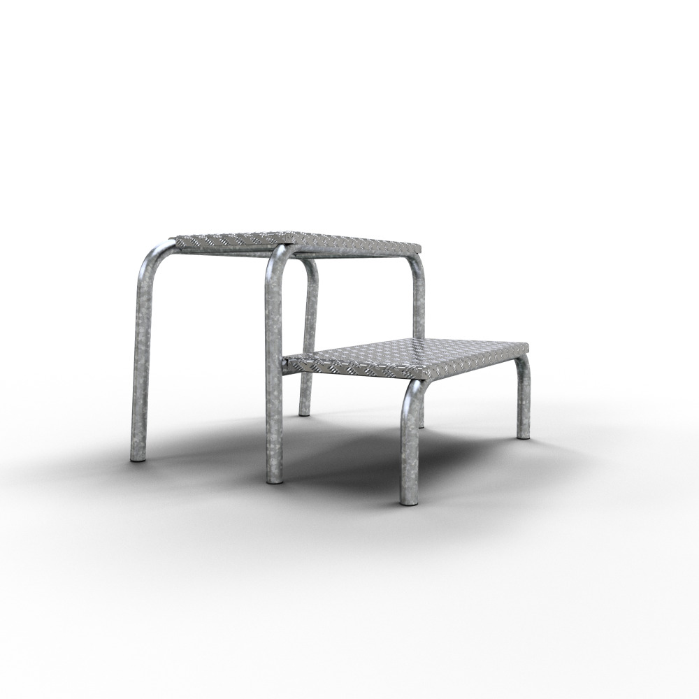 Steigtritt, aus Stahl, 2 Stufen, Höhe 400 mm