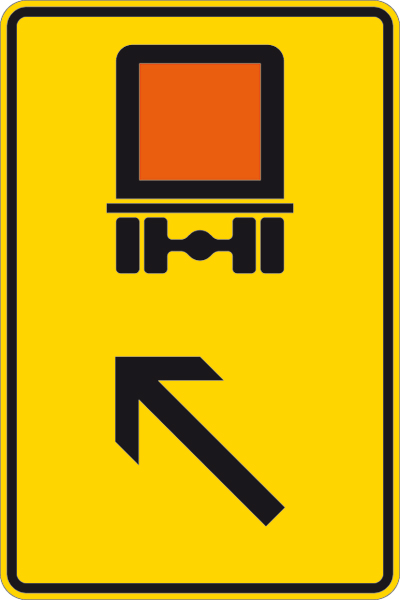 Modellbeispiel: VZ Nr. 422-13 Wegweiser für kennzeichnungspfl. Fahrzeuge mit gefährlichen Gütern (links einordnen)
