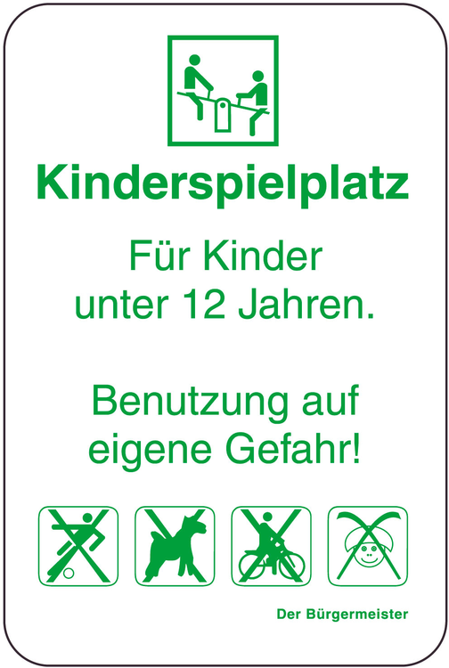 Modellbeispiel: Sonderschild, Kinderspielplatz, Für Kinder unter 12 Jahren (Art. 14995)