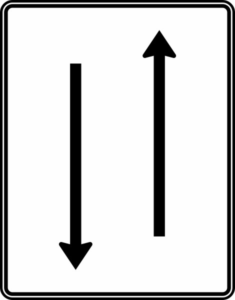 Fahrstreifentafel mit Gegenverkehr, 1-streifig in Fahrt- und Gegenrichtung