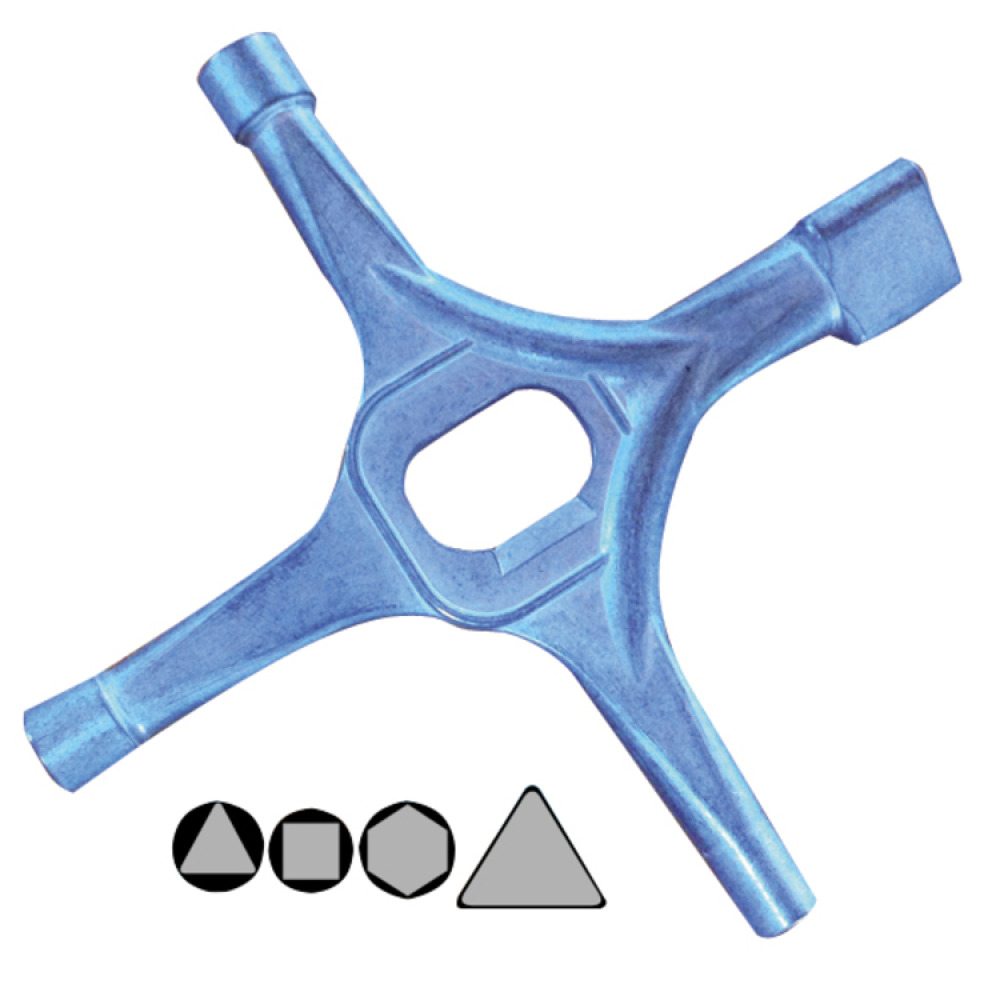 Universalschlüssel für Dreikant-, Vierkant-, Sechskant- und Dreikantschlösser nach DIN 3223 (M12)