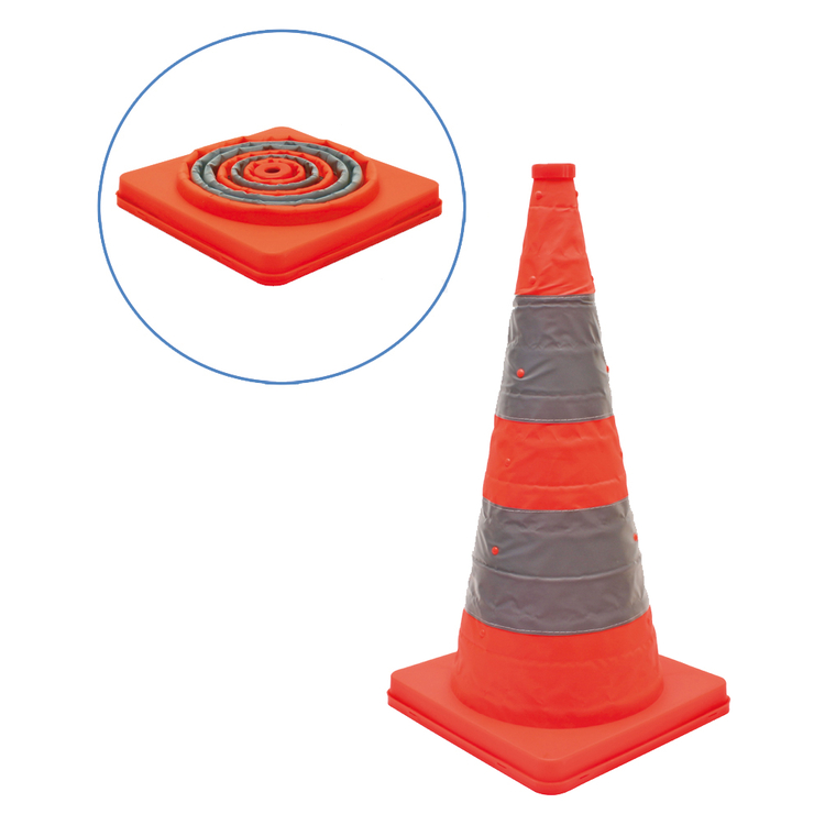 Faltleitkegel 'Cone', Höhe 600 mm, mit integriertem Blinklicht, orange-silber
