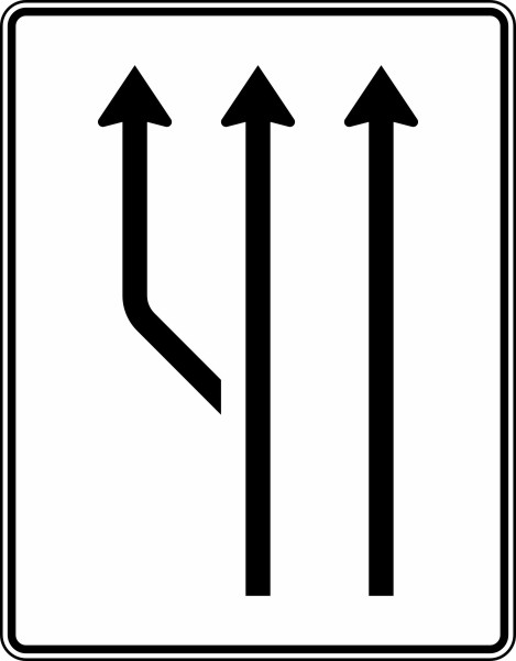 Anwendungsbeispiel: VZ Nr. 541-11 Aufweitungstafel ohne Gegenverkehr, 2-streifig plus Fahrstreifen links