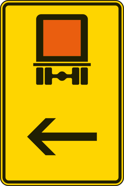 Modellbeispiel: VZ Nr. 422-12 Wegweiser für kennzeichnungspfl. Fahrzeuge mit gefährlichen Gütern (hier links)