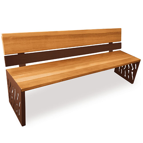 Sitzbank 'VENEDIG' mit Rückenlehne aus Stahl und Holz