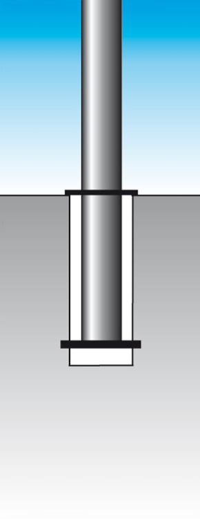 Absperrpfosten 'Acero Rundkopf' (V2A) Ø 76 mm, Edelstahl, 3 Zierringe (OMU)