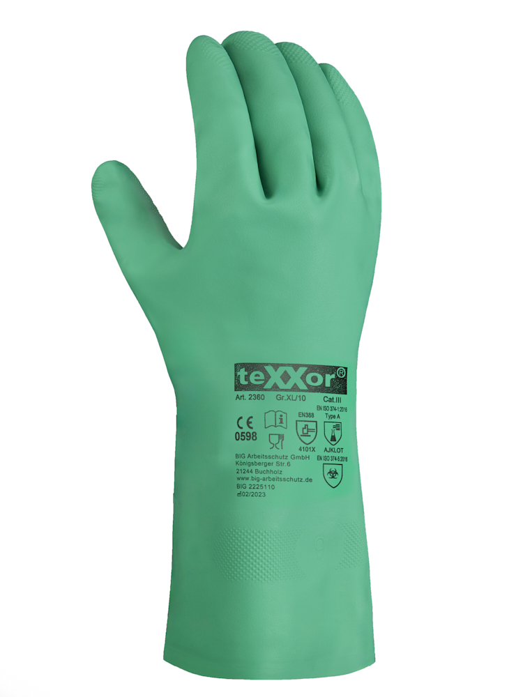 teXXor® Chemikalienschutz-Handschuhe 'NITRIL', grün, 8 