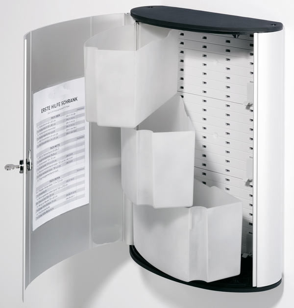 Verbandschrank 'First Aid Box' aus Aluminium, mit Inhalt nach DIN 13157, 300 x 400 x 118 mm