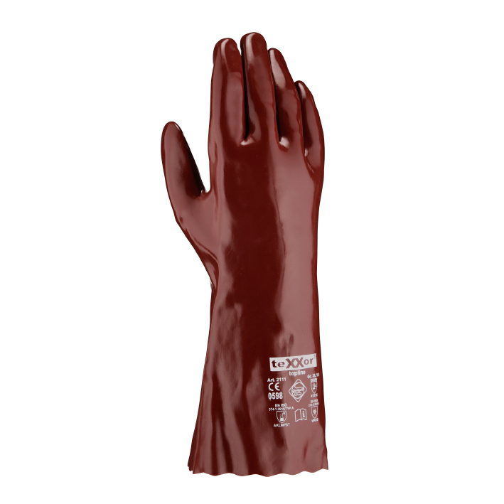 teXXor® topline Chemikalienschutz-Handschuhe 'PVC ROTBRAUN', Länge 350 mm, 10 