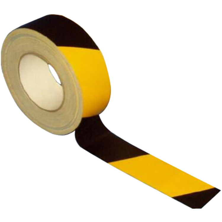 Gewebe-Bodenmarkierungsband 'Strong Plus', schwarz/gelb, 50 m, für vertikale Flächen