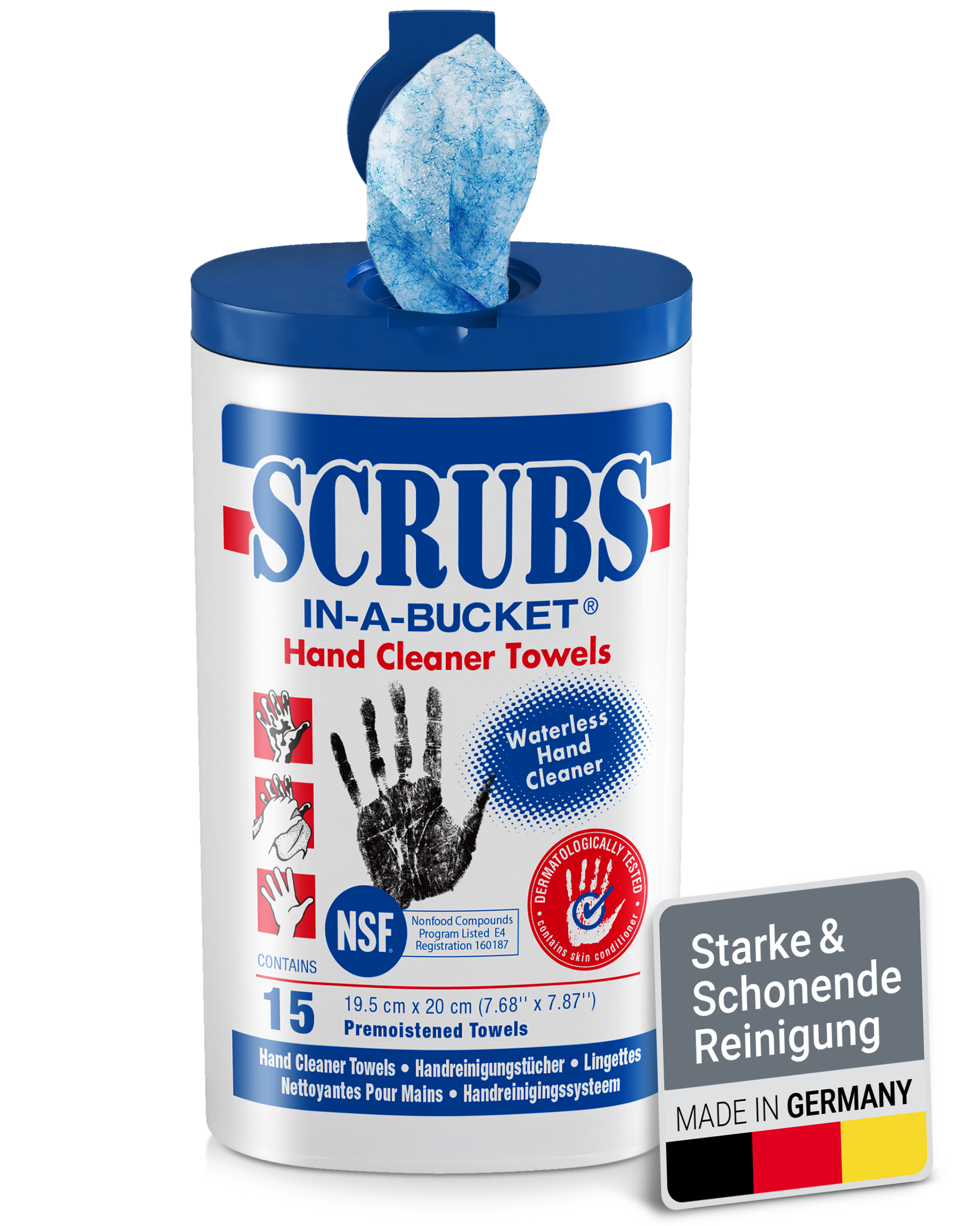 SCRUBS Reinigungstücher, für Hände, Maschinen und Werkzeuge 'In a Bucket', 15er Box