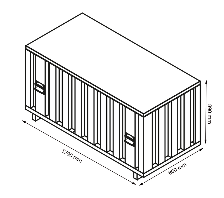 Lagerbox 'STWL' 1790 x 860 x 890 mm aus Stahl, verstärkter Deckel und Boden