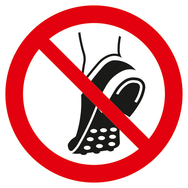 Modellbeispiel: Verbotsschild metallbeschlagenes Schuhwerk verboten (Art. 21.a6290)