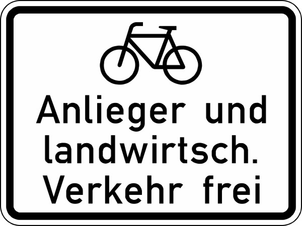 Radfahrer, Anlieger und landwirtschaftlicher Verkehr frei Nr. 2212