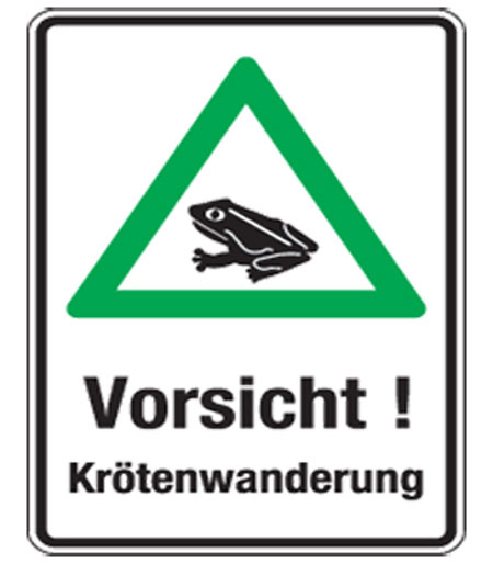 Modellbeispiel: Natur- und Umweltschutzschild (Vorsicht! Krötenwanderung) Art. uw030007420