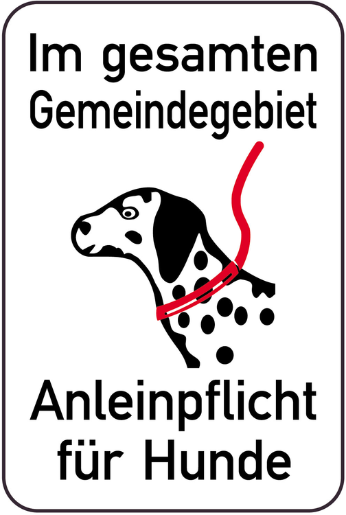 Modellbeispiel: Hundeschild, Im gesamten Gemeindegebiet Anleinpflicht für Hunde (Art. 14886)