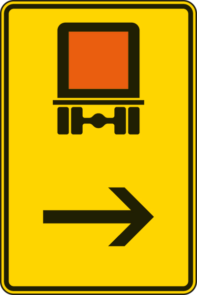 Modellbeispiel: VZ Nr. 422-22 Wegweiser für kennzeichnungspfl. Fahrzeuge mit gefährlichen Gütern (hier rechts)