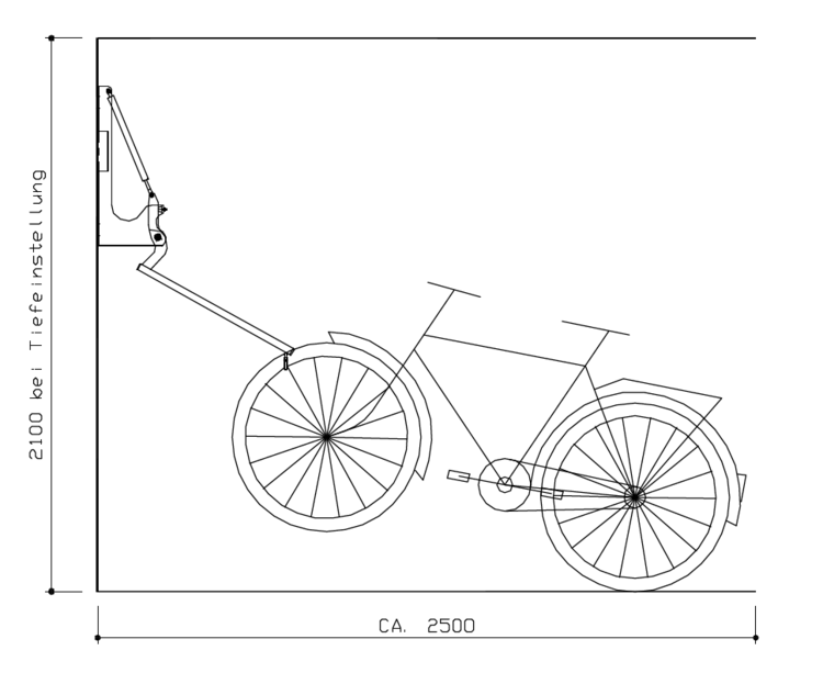 Fahrrad-Wandparker 'Mailand' mit Liftfunktion, Einstellwinkel 90°