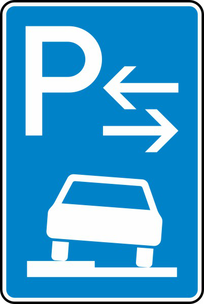 Modellbeispiel: VZ Nr. 315-53 Parken halb auf Gehwegen in Fahrtrichtung links (Mitte)