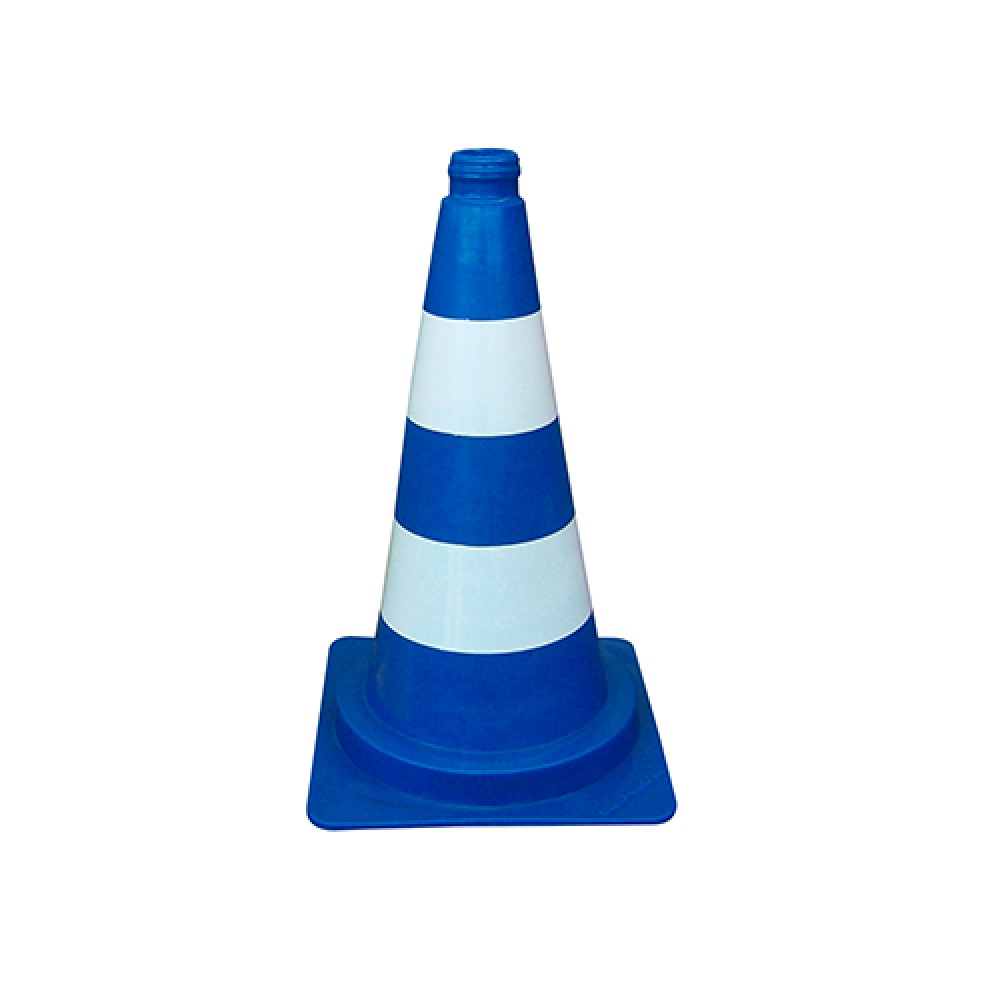 Modellbeispiel: Leitkegel blau, Höhe 500 mm, mit weißen (Folien-)Streifen (Art. 34965)