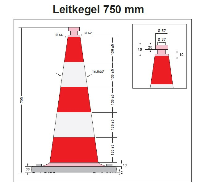 Leitkegel, BASt-geprüft nach TL-Leitkegel, nach DIN EN 13422