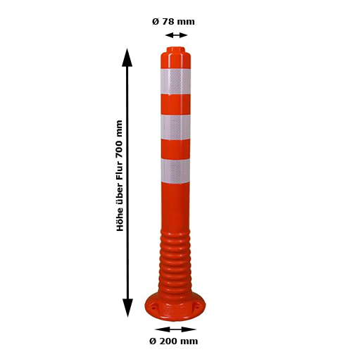 Absperrpfosten 'Elasto Orange Sign' mit integriertem Gewinde, Ø 78 mm, überfahrbar, Höhe 700 mm