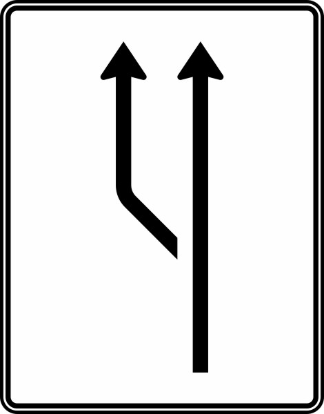 Anwendungsbeispiel: VZ Nr. 541-10 Aufweitungstafel ohne Gegenverkehr, 1-streifig plus Fahrstreifen links