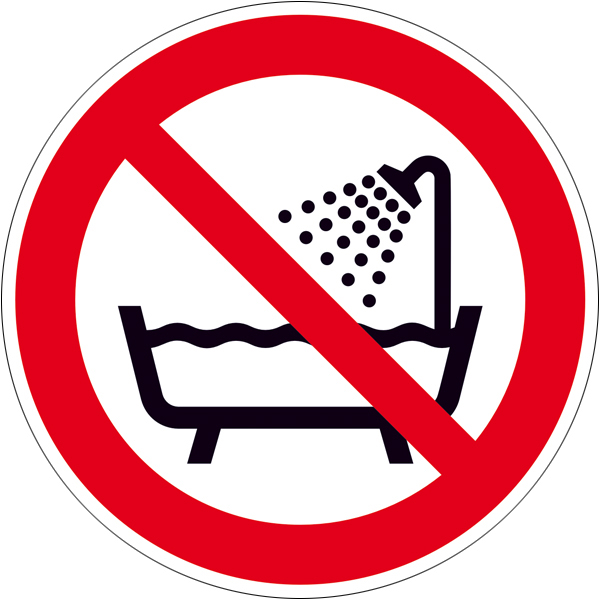 Modellbeispiel: Verbotsschild Verbot, dieses Gerät in der Badewanne, Dusche zu benutzen (Art. 21.a6271)