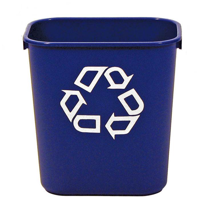 Modellbeispiel: Papierkorb -Square- Rubbermaid, in blau, mit Recyclingsymbol, 12,9 Liter (Art. 12207)