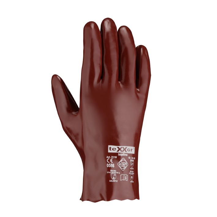 teXXor® topline Chemikalienschutz-Handschuhe 'PVC ROTBRAUN', Länge 270 mm, 9 