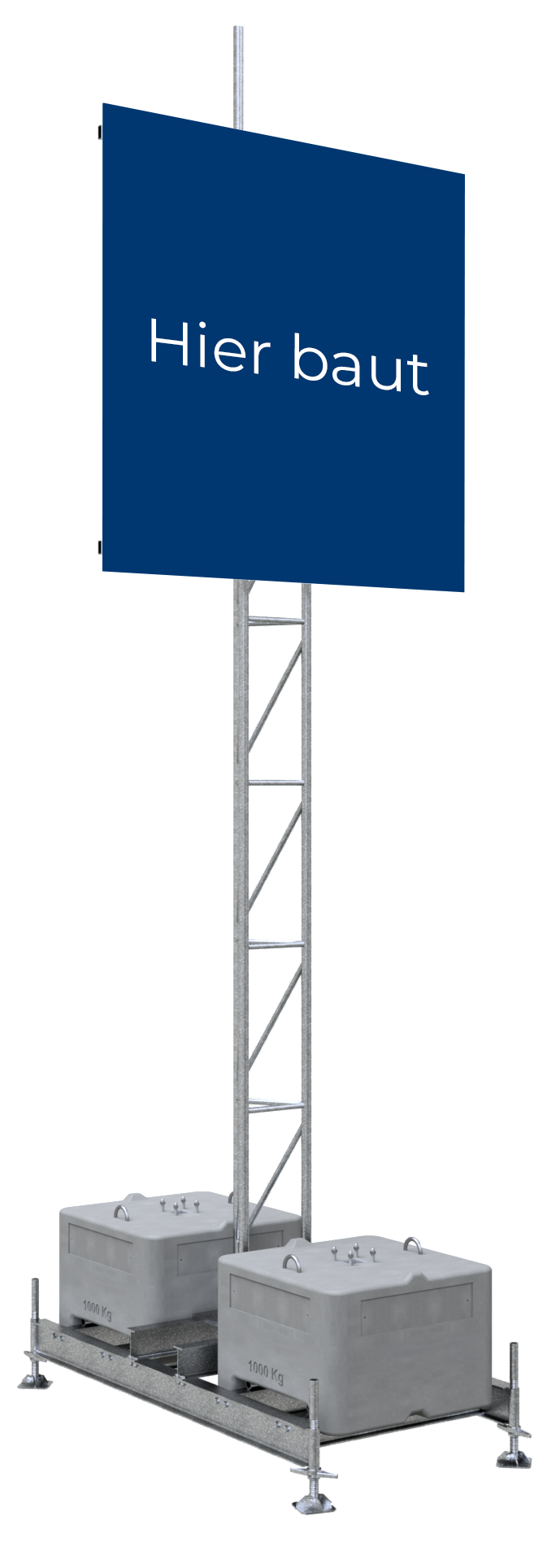 Aufstellvorrichtung für Werbetafel, 4,00 x 3,00 m, mit Strahler