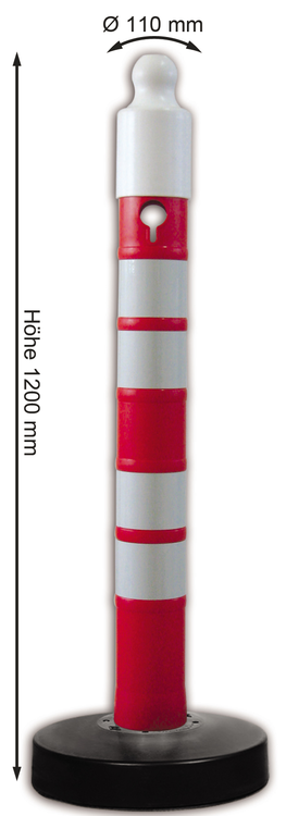Kettenpfosten 6er-Set 'Maxi Plus' aus PP, H 1200 mm, Ø 110 mm, mit Absperrkette, max. Länge 25 m