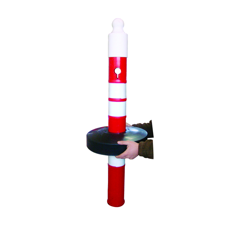 Kettenpfosten 'Maxi Plus' aus PP, Höhe 1200mm, Ø 110mm, ca. 3,5kg, rot/weiß, befüllbarer Fuß