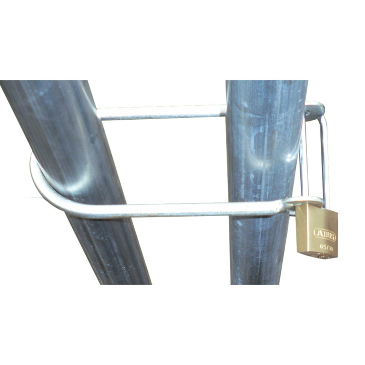 Anwendungsbeispiel: Bauzaunschloss U-Bügel mit Vorhangschloss (Art. 3b1213)