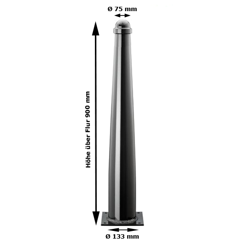 Stilpoller, Ø 133/75 mm, Aluminium, konisches Rohr