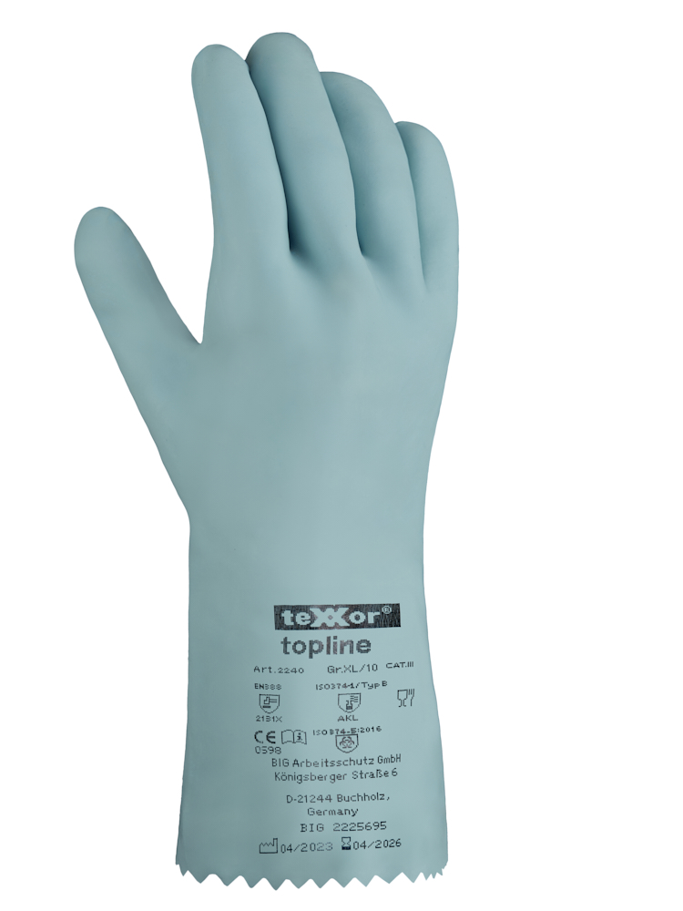 teXXor® topline Chemikalienschutz-Handschuhe 'NATURLATEX', 10 