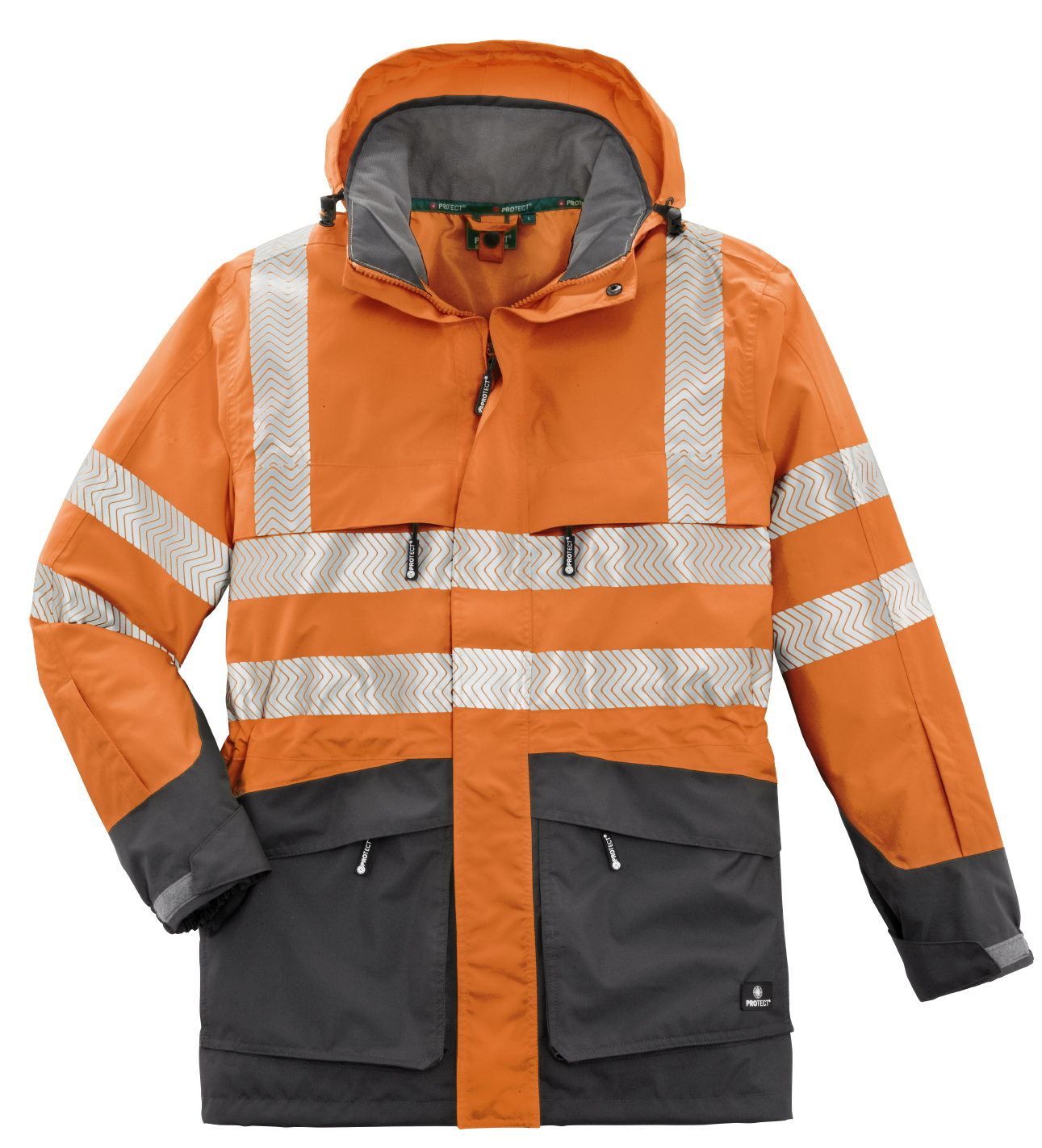 4PROTECT® Warn-Wetterschutz-Jacke TAMPA, XS, leuchtorange/grau