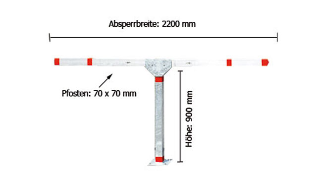 Parkplatzsperre 'Acero Doppelarm' 70x70 mm aus Aluminium, zum Aufdübeln