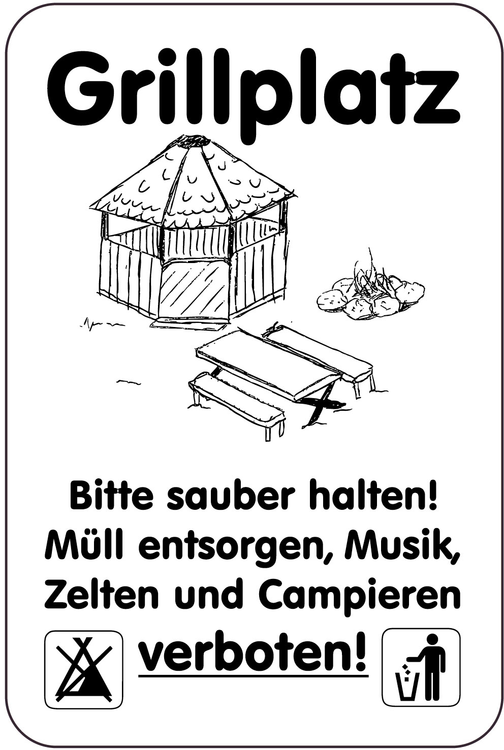 Modellbeispiel: Sonderschild, Grillplatz, Bitte sauber halten!, Müll entsorgen ... (Art. 15033)
