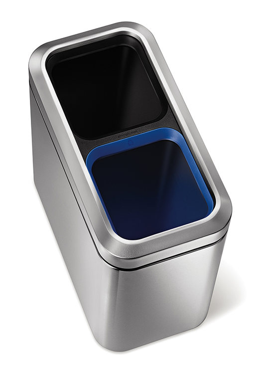 Modellbeispiel: Abfallbehälter -Slim Open Recycler- 2x10 Liter aus Edelstahl (Art. 37527)