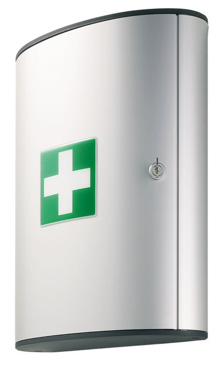 Verbandschrank 'First Aid Box' aus Aluminium, mit Inhalt nach DIN 13157, 300 x 400 x 118 mm
