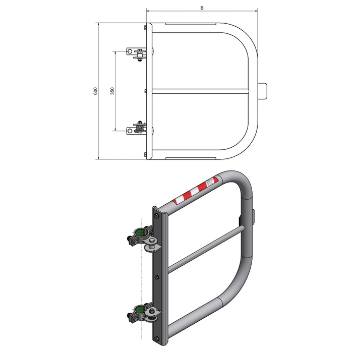 Sicherheitstür 'Safe Guardian' für Steigleitern, aus Aluminium, Breite 500 mm