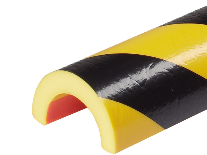 Rohrschutz 'Protect' Knuffi® aus PU, gelb/schwarz, Bogen 30/50mm, extrem abriebfest