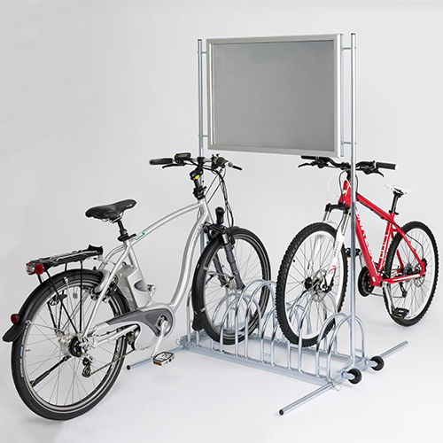 Werbe-Fahrradständer Typ CW 5000 N mit Wechselrahmen und Laufrollen