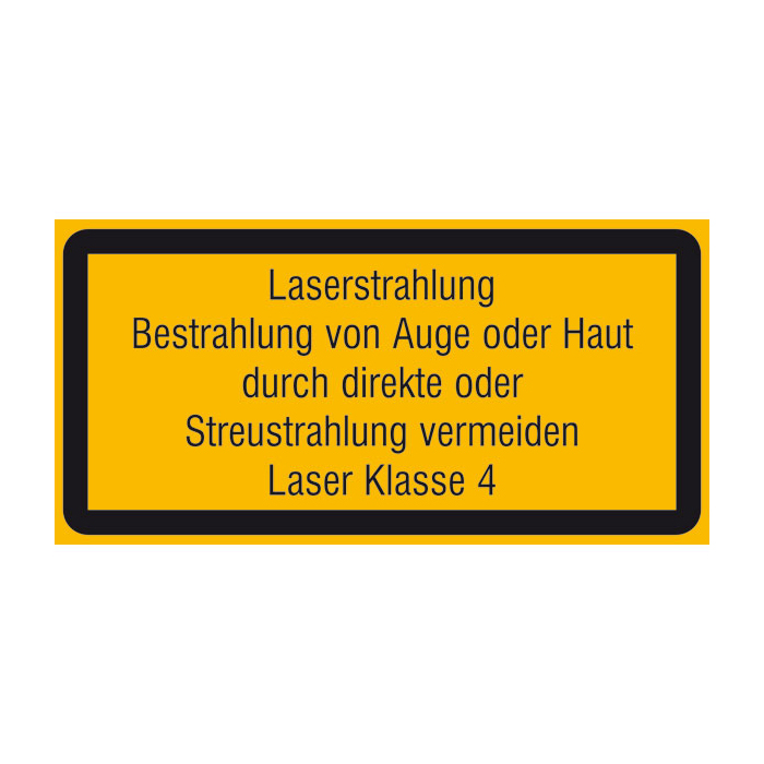 Modellbeispiel: Laserkennzeichnung Warnzusatzschild, Laserstrahlung Klasse 4 (Art. 21.1912)