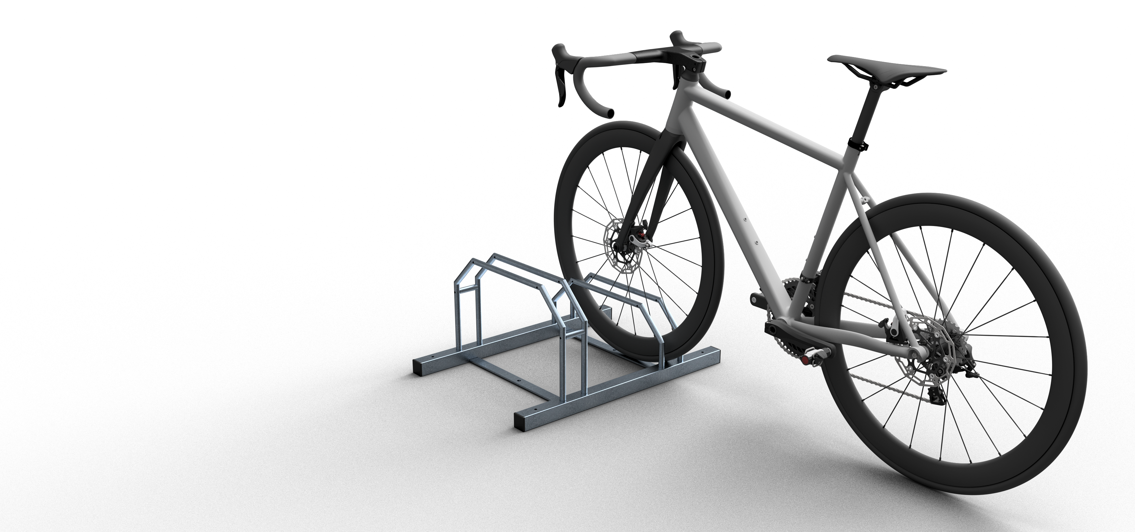 Fahrrad-Reihenanlage aus Vierkantrohr, ohne Farbe, Stahl, feuerverzinkt, 700 mm