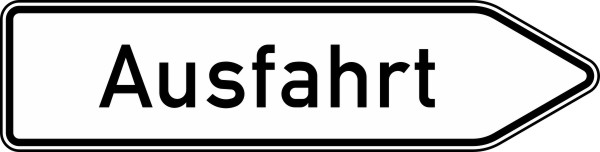 Modellbeispiel: VZ Nr. 333.1-20 Ausfahrt von anderen Straßen außerhalb der Autobahn (Pfeilschild in weiß, in Verbindung mit VZ 332.1-20)